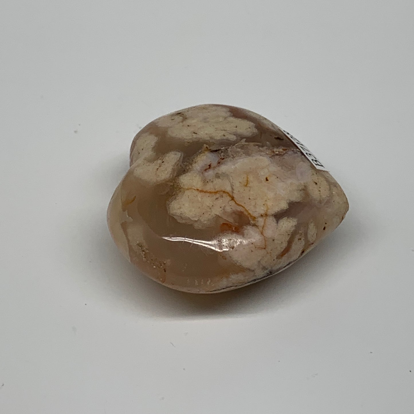 0.16 lbs, 1.9"x2"x0.9", Cherry Blossom Flower Agate Heart Crystal, B37128