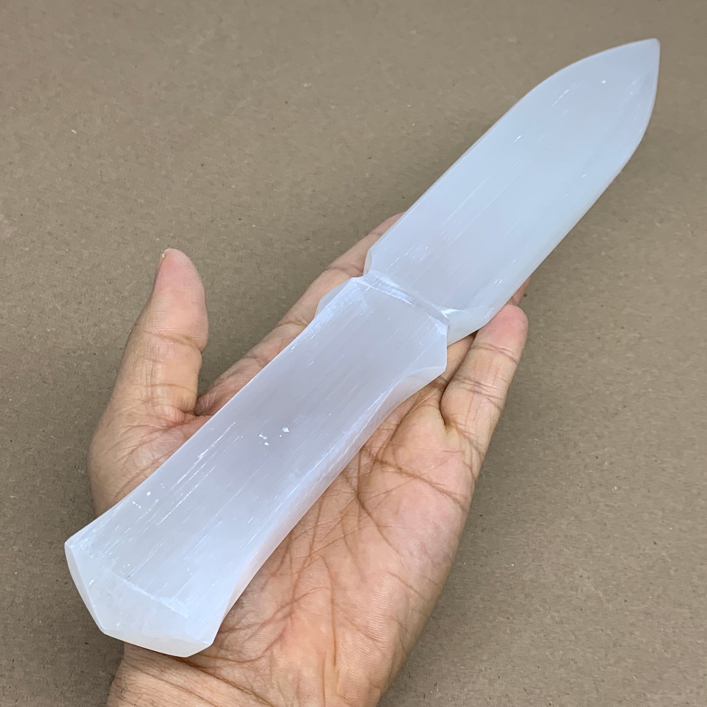 340g, 11.5"x1.6"x0.7", Natural Selenite Crystal Dagger (Satin Spar), B36228