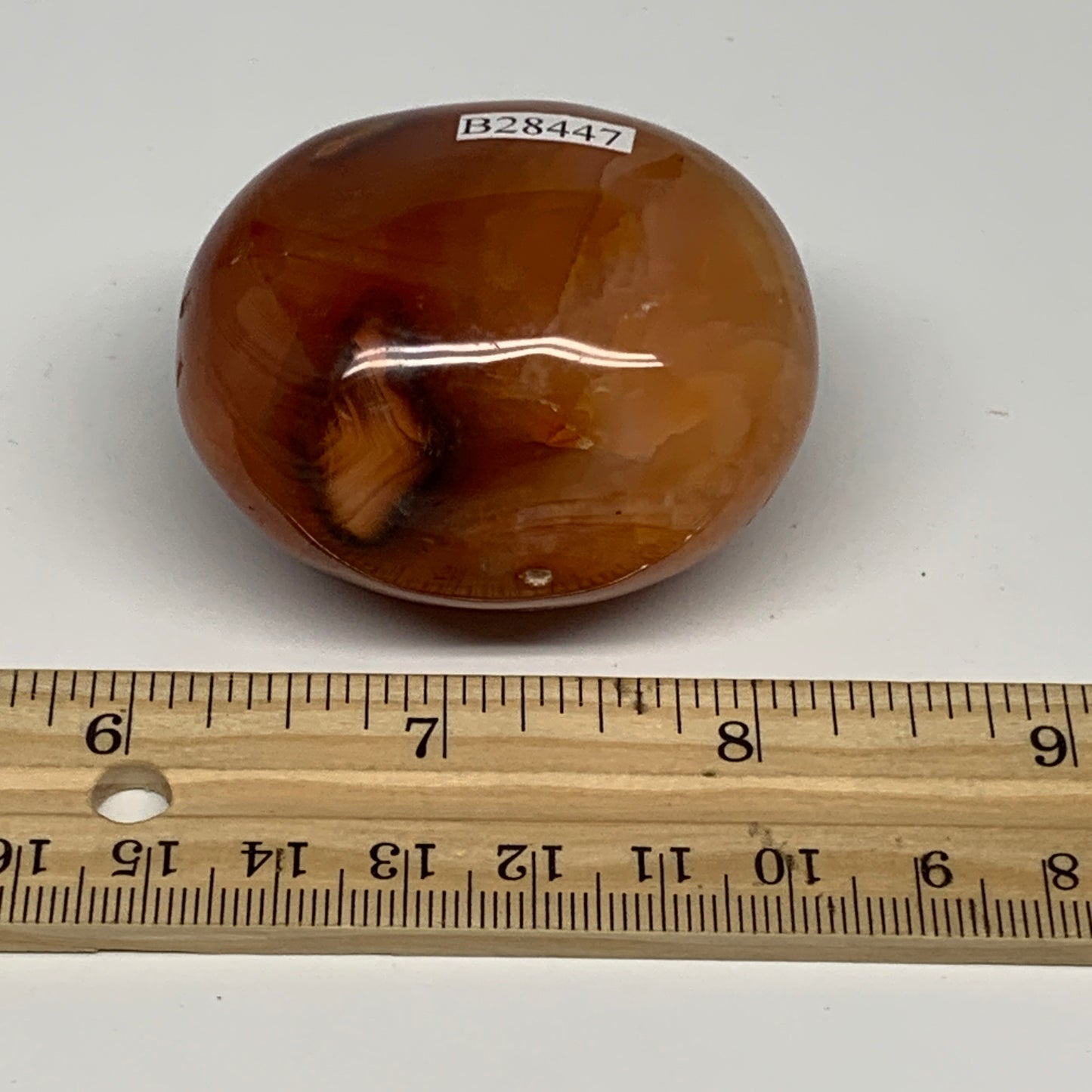 122.8g, 2.1"x1.8"x1.4", Red Carnelian Palm-Stone Gem Crystal Polished, B28447