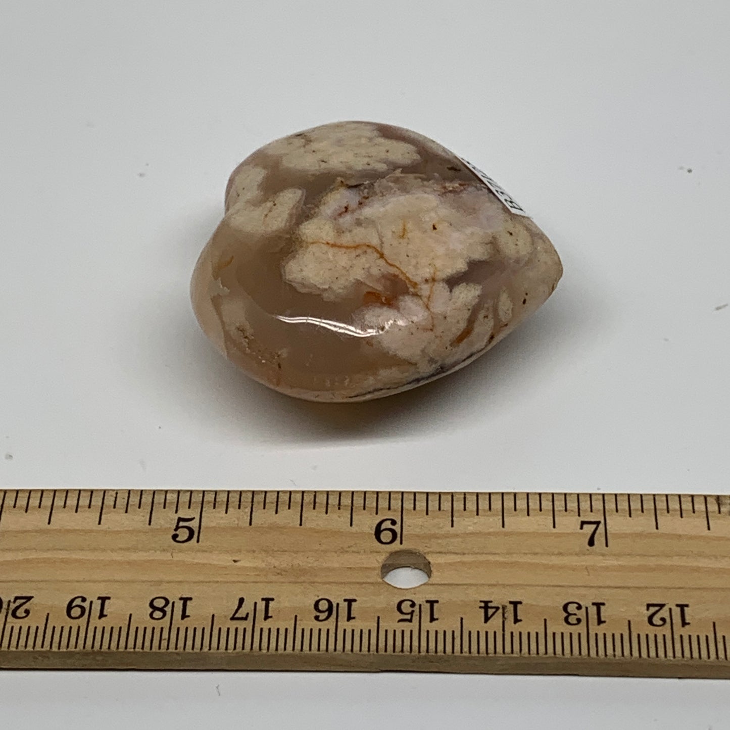 0.16 lbs, 1.9"x2"x0.9", Cherry Blossom Flower Agate Heart Crystal, B37128