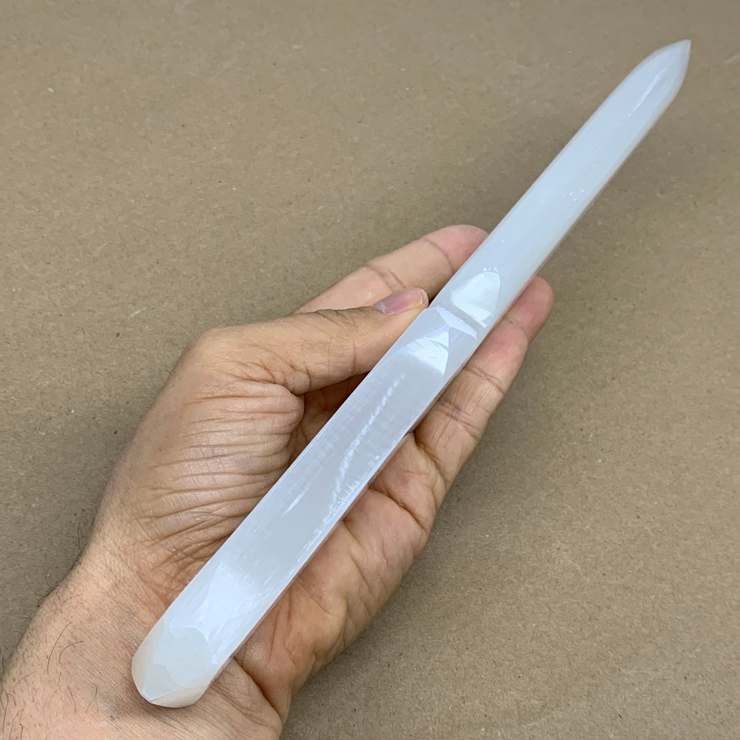 340g, 11.5"x1.6"x0.7", Natural Selenite Crystal Dagger (Satin Spar), B36228