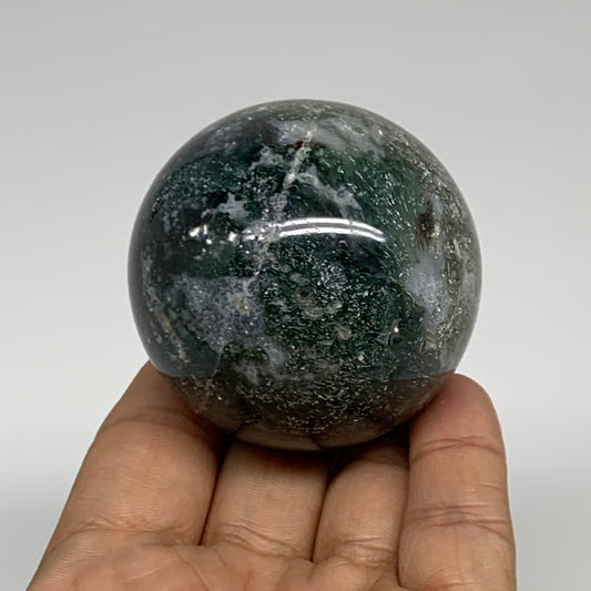 208.5g, 2.1"(53mm), Natural Moss Agate Sphere Ball Gemstone @India,B34923