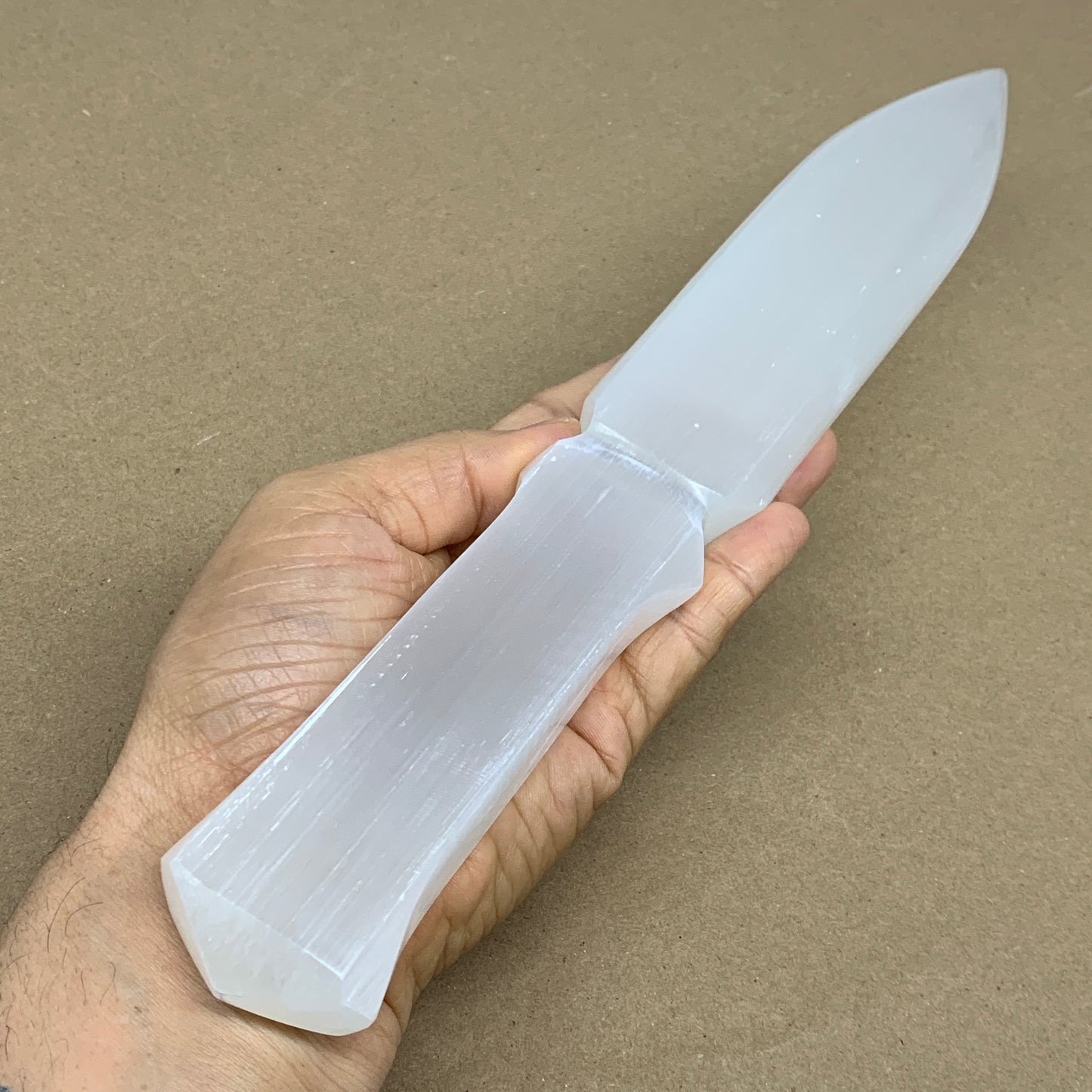 340g, 11.5"x1.6"x0.7", Natural Selenite Crystal Dagger (Satin Spar), B36228