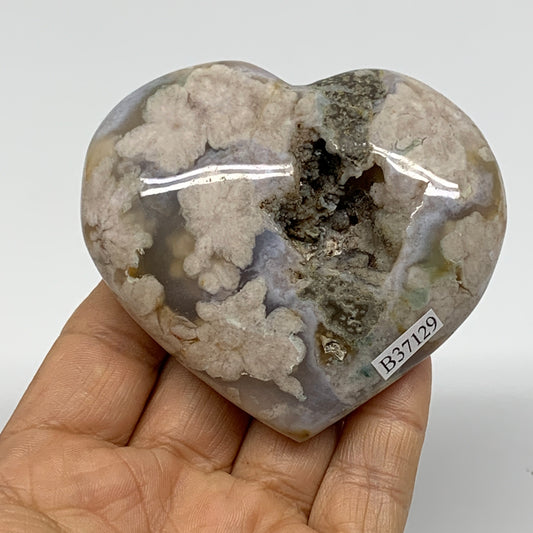 0.41 lbs, 2.7"x3.1"x1.2", Cherry Blossom Flower Agate Heart Crystal, B37129