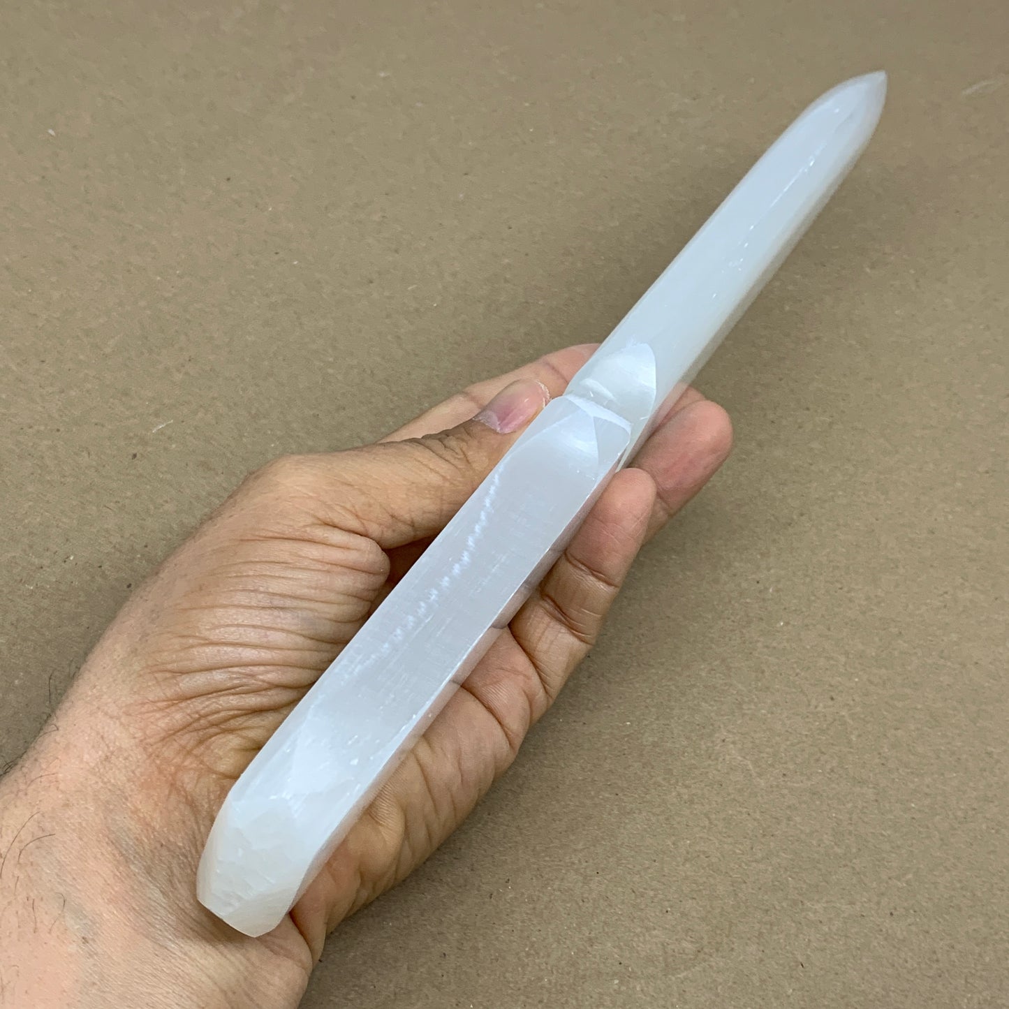 340g, 11.5"x1.6"x0.7", Natural Selenite Crystal Dagger (Satin Spar), B36228