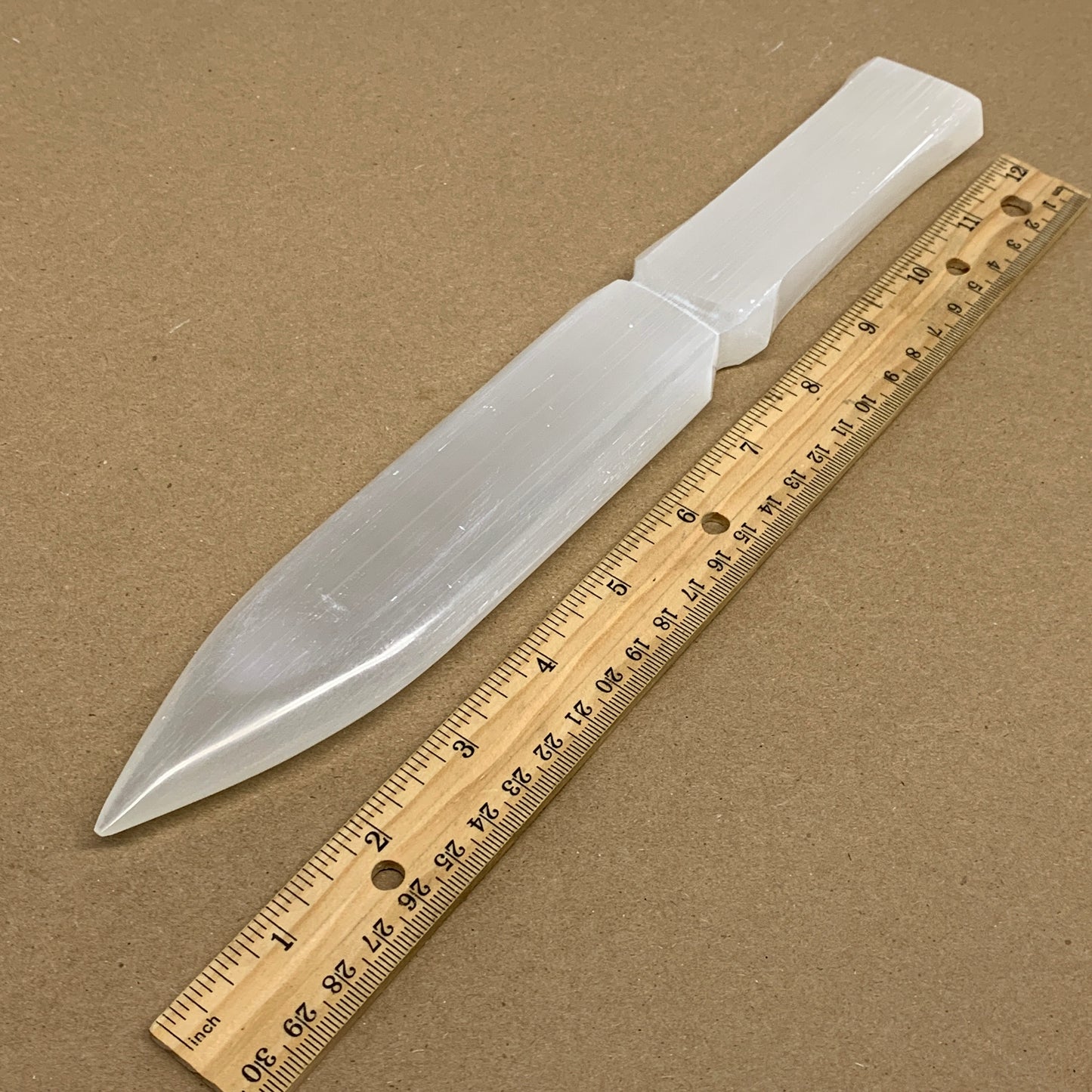 340g, 11.5"x1.6"x0.7", Natural Selenite Crystal Dagger (Satin Spar), B36228