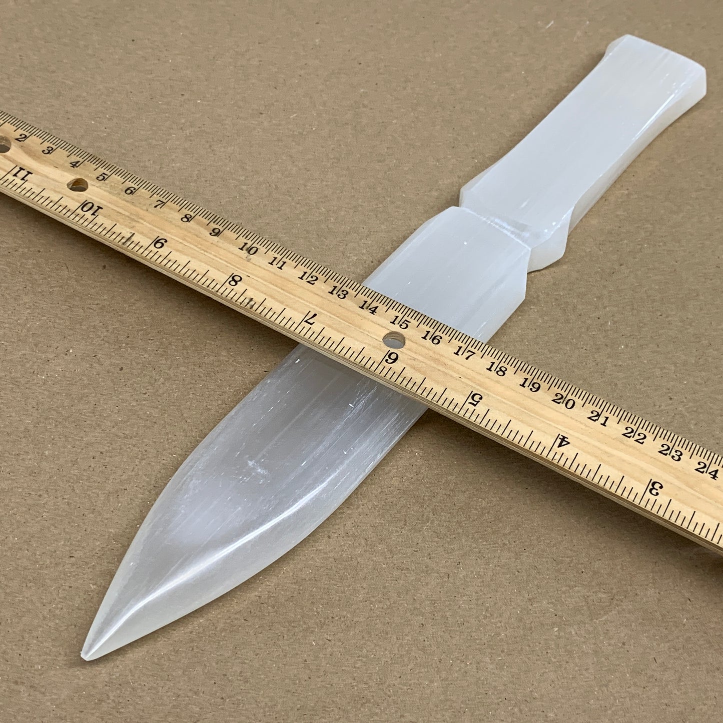 340g, 11.5"x1.6"x0.7", Natural Selenite Crystal Dagger (Satin Spar), B36228