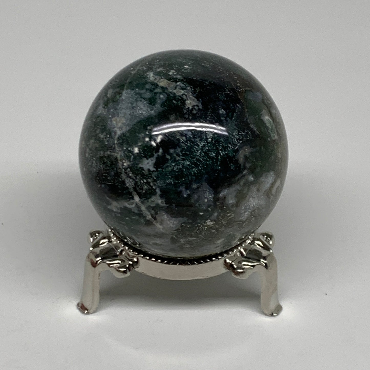 208.5g, 2.1"(53mm), Natural Moss Agate Sphere Ball Gemstone @India,B34923