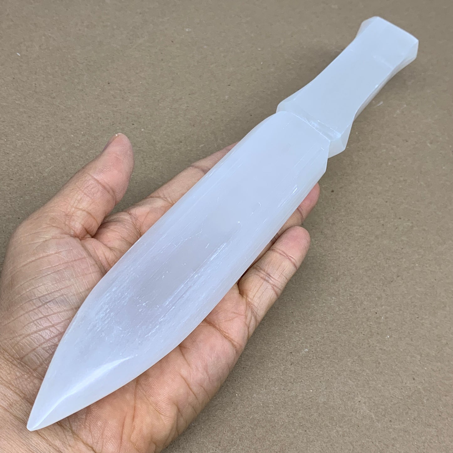 335g, 11.5"x1.6"x0.7", Natural Selenite Crystal Dagger (Satin Spar), B36229