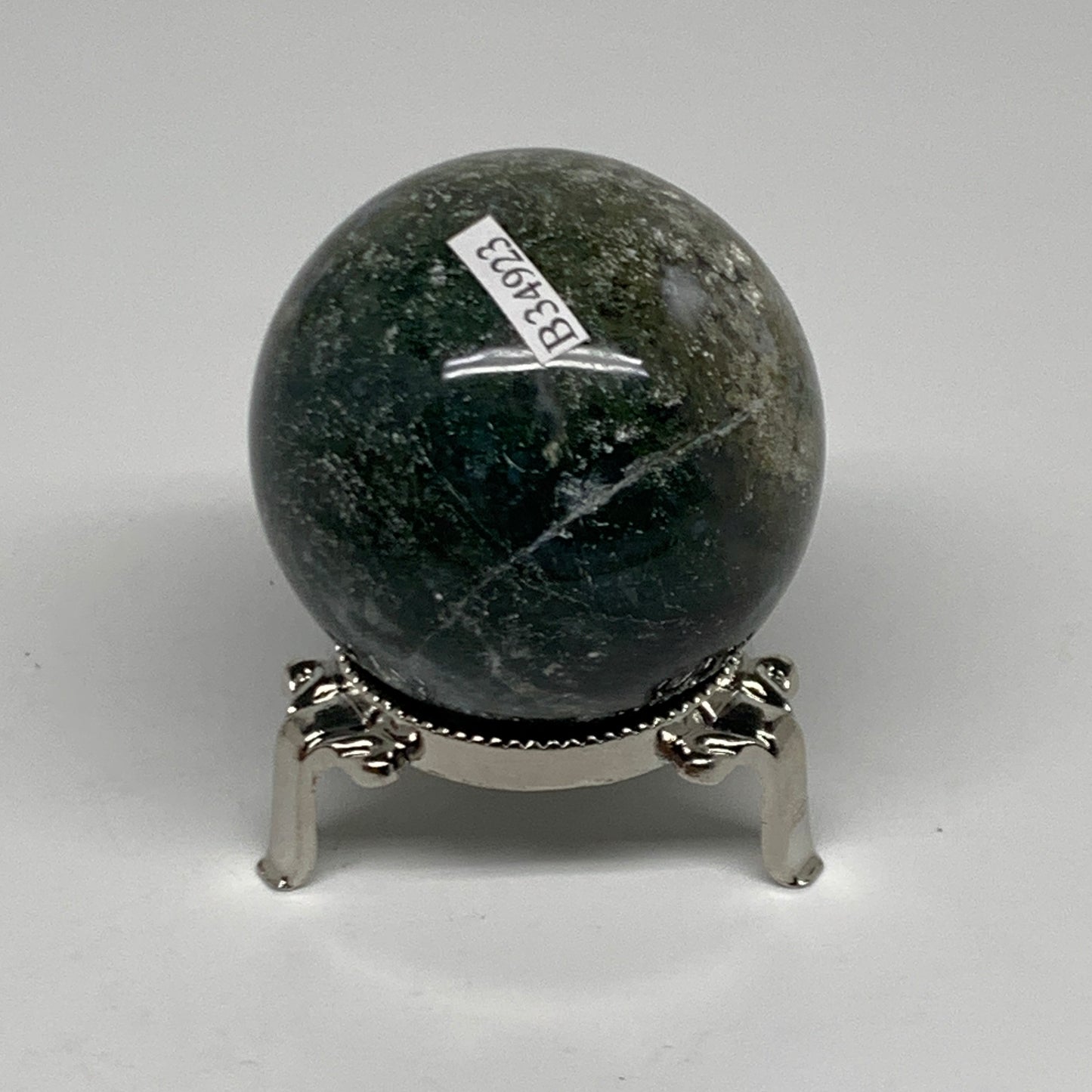 208.5g, 2.1"(53mm), Natural Moss Agate Sphere Ball Gemstone @India,B34923