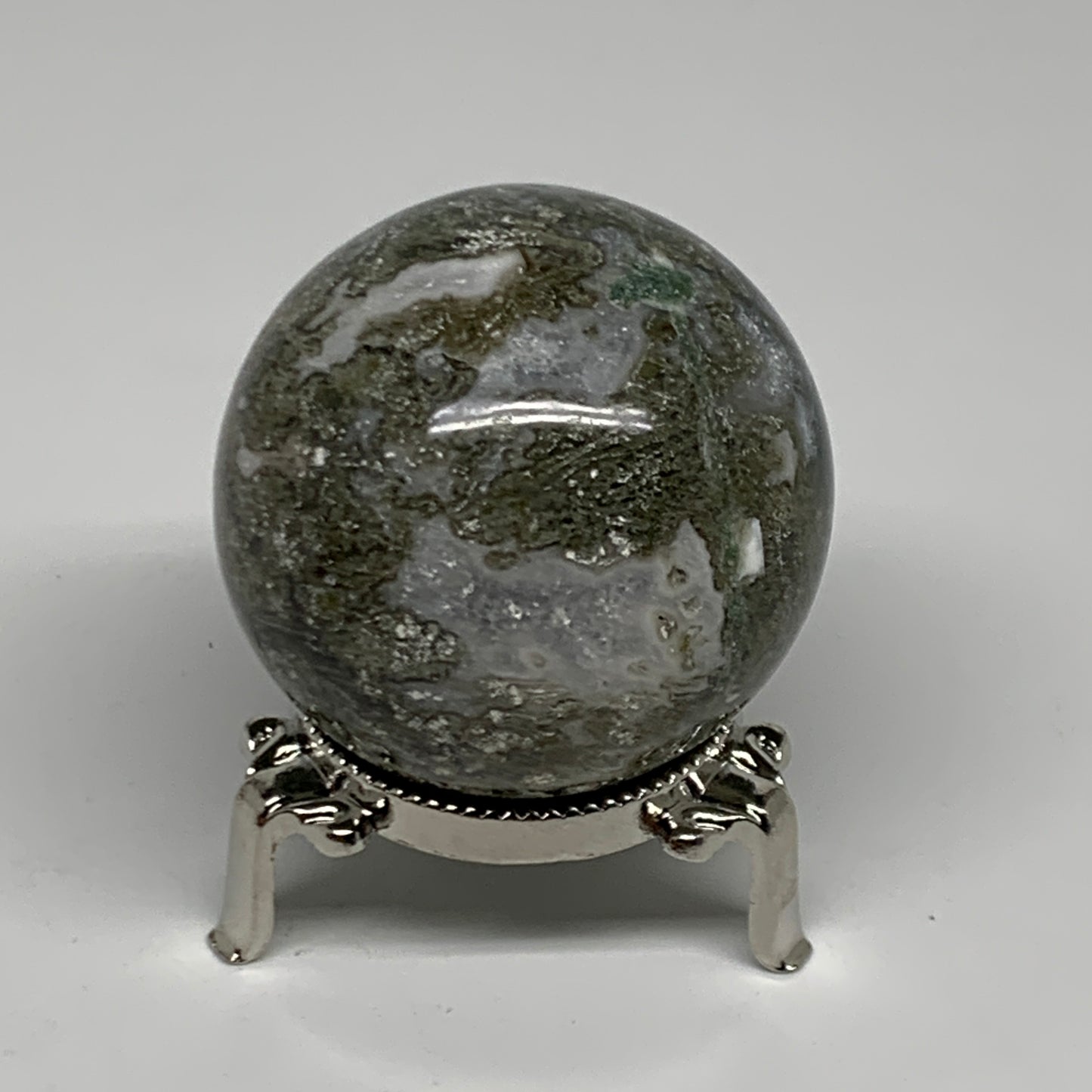 208.5g, 2.1"(53mm), Natural Moss Agate Sphere Ball Gemstone @India,B34923