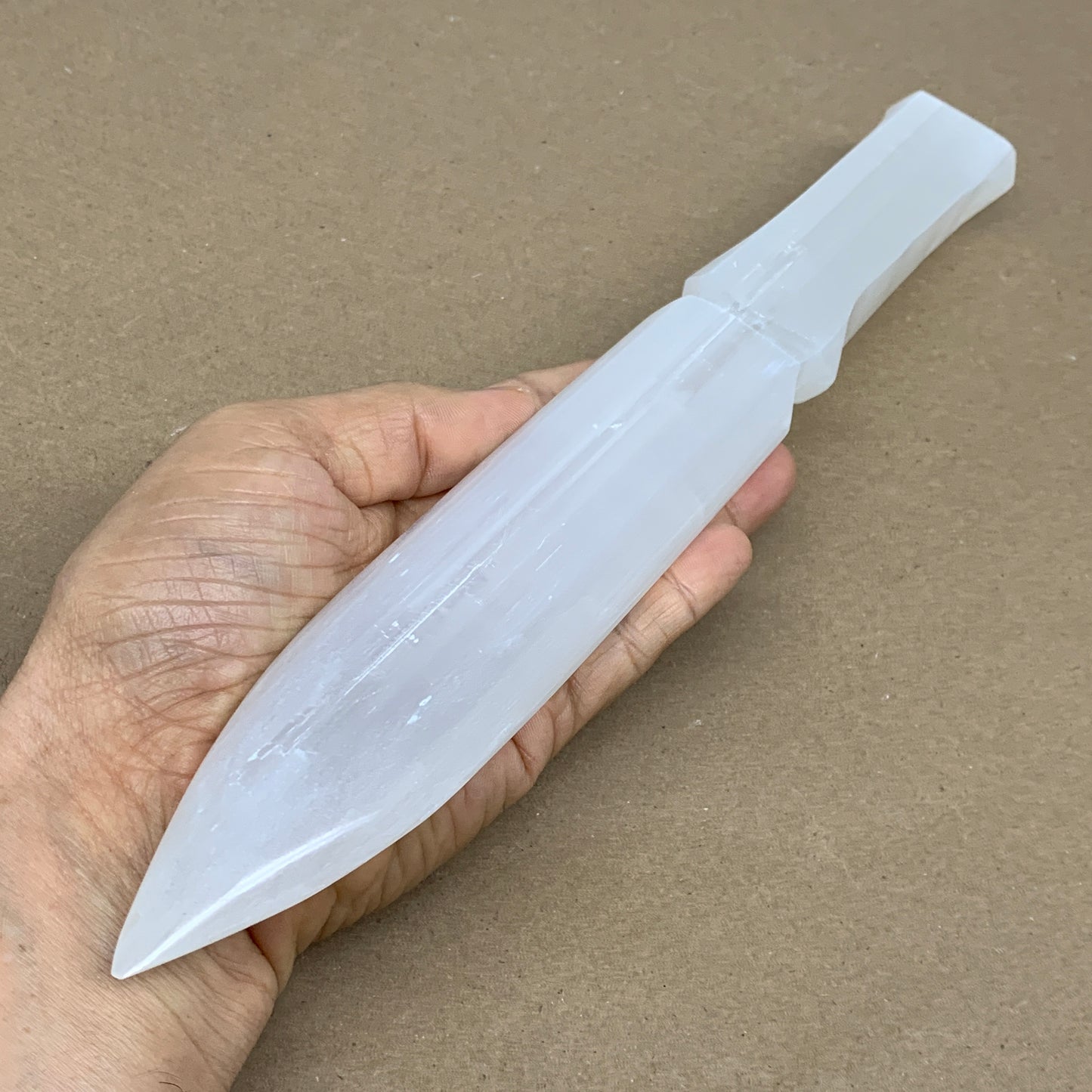 335g, 11.5"x1.6"x0.7", Natural Selenite Crystal Dagger (Satin Spar), B36229