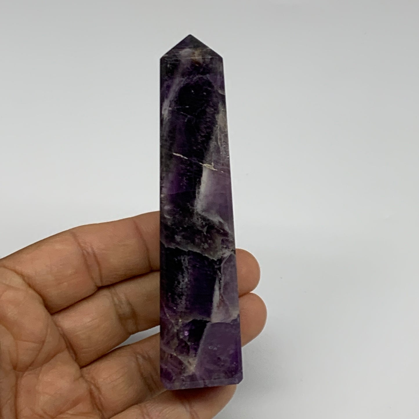 107.9g, 4"x0.9", Natural Amethyst Tower Point Obelisk @Brazil, B31519