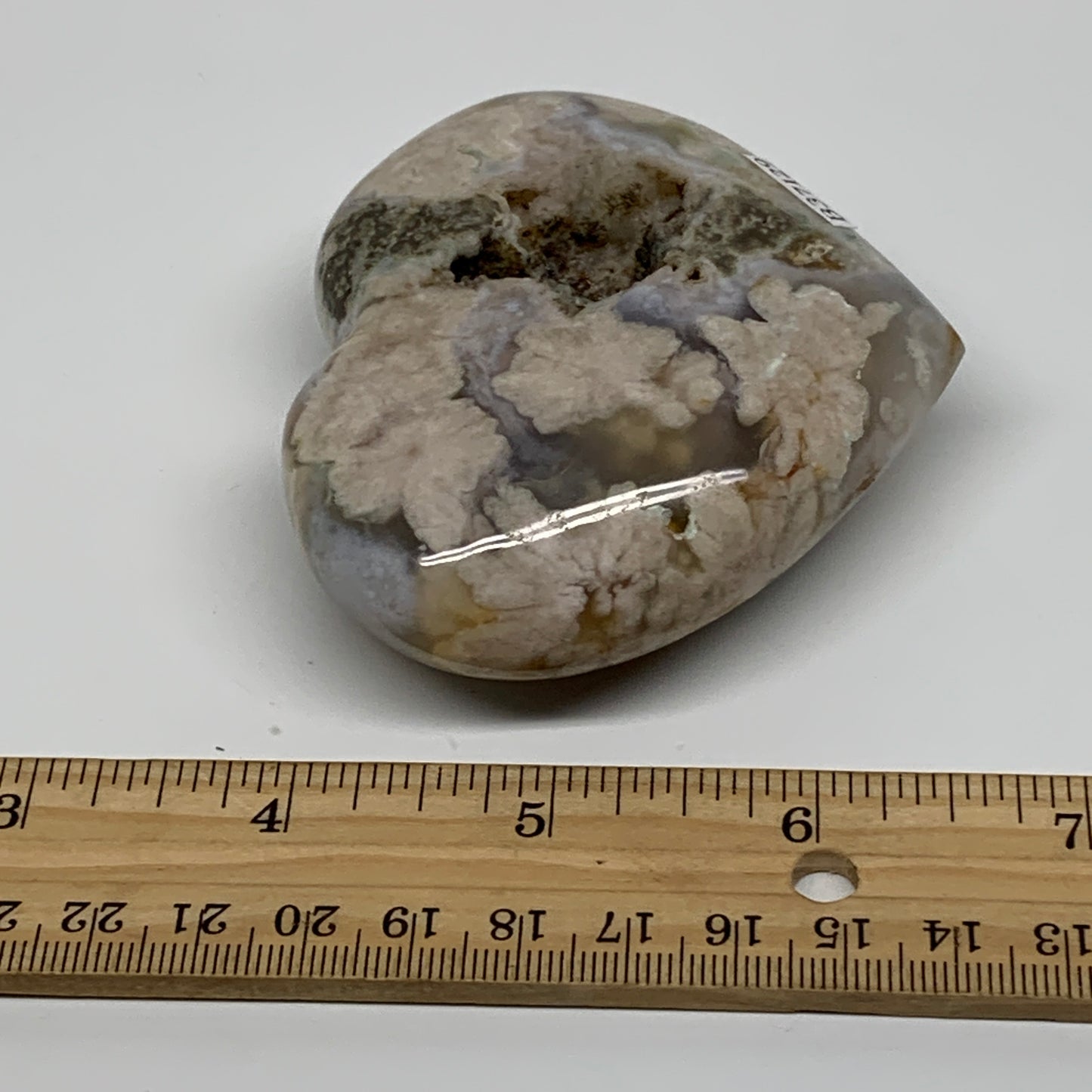 0.41 lbs, 2.7"x3.1"x1.2", Cherry Blossom Flower Agate Heart Crystal, B37129