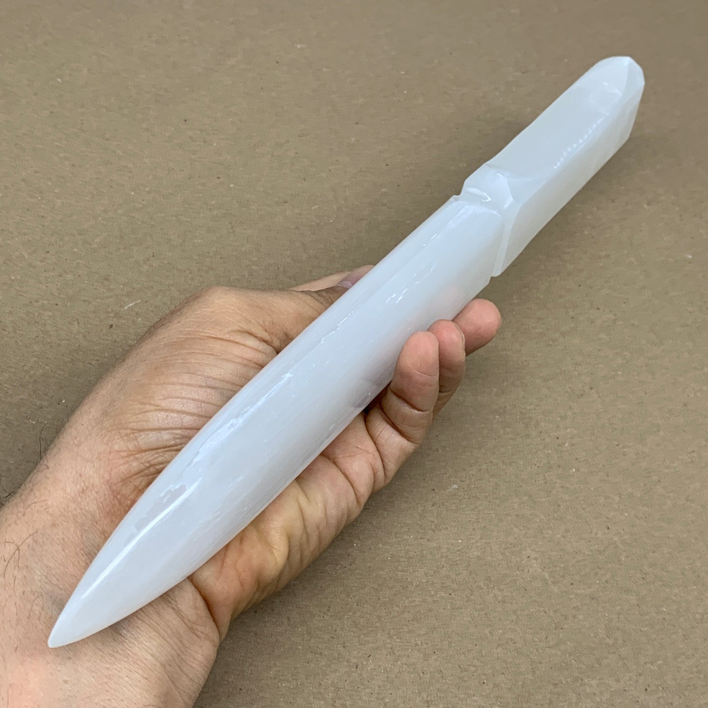 335g, 11.5"x1.6"x0.7", Natural Selenite Crystal Dagger (Satin Spar), B36229