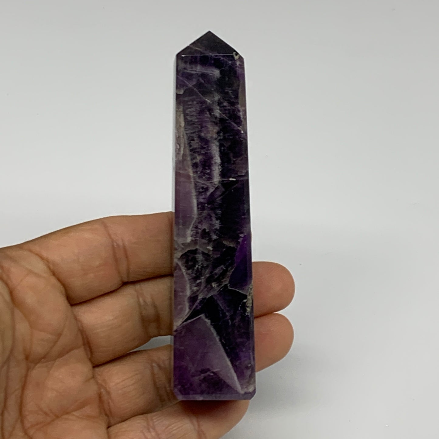 107.9g, 4"x0.9", Natural Amethyst Tower Point Obelisk @Brazil, B31519