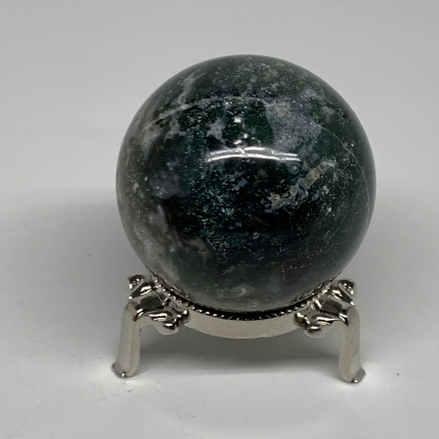208.5g, 2.1"(53mm), Natural Moss Agate Sphere Ball Gemstone @India,B34923