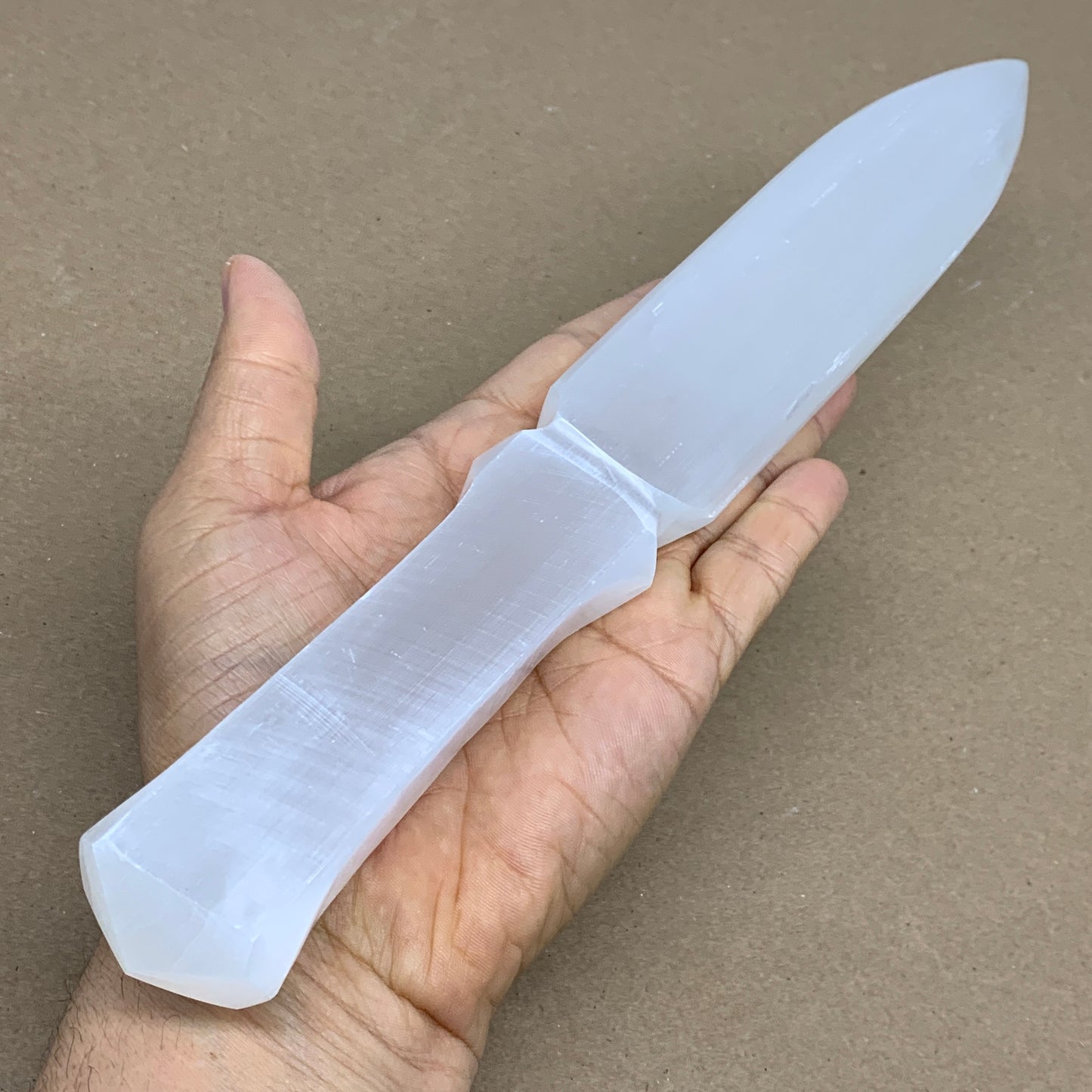 335g, 11.5"x1.6"x0.7", Natural Selenite Crystal Dagger (Satin Spar), B36229