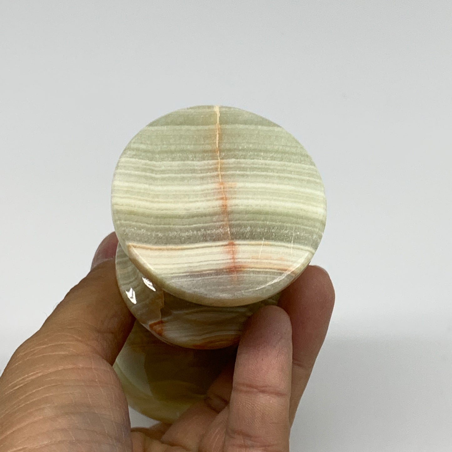 279.9g, 3.7"x2", Natural Green Onyx Candle Holder Gemstone Hand Carved, B32149