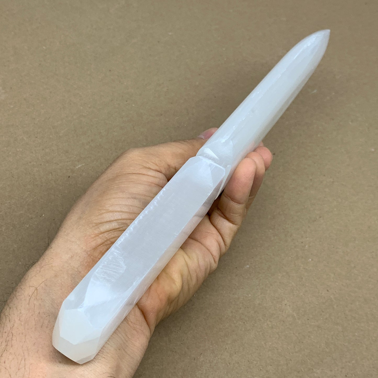 335g, 11.5"x1.6"x0.7", Natural Selenite Crystal Dagger (Satin Spar), B36229