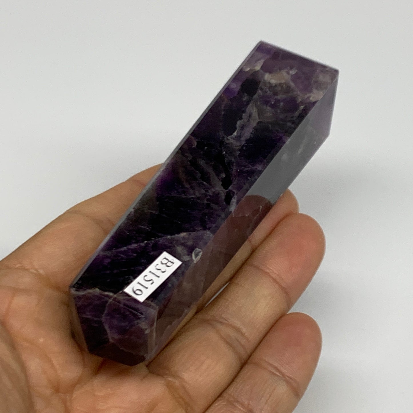 107.9g, 4"x0.9", Natural Amethyst Tower Point Obelisk @Brazil, B31519