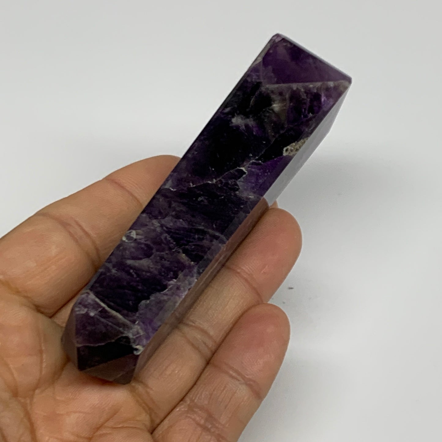 107.9g, 4"x0.9", Natural Amethyst Tower Point Obelisk @Brazil, B31519