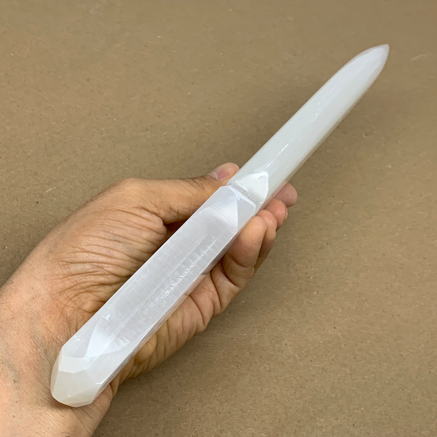 335g, 11.5"x1.6"x0.7", Natural Selenite Crystal Dagger (Satin Spar), B36229