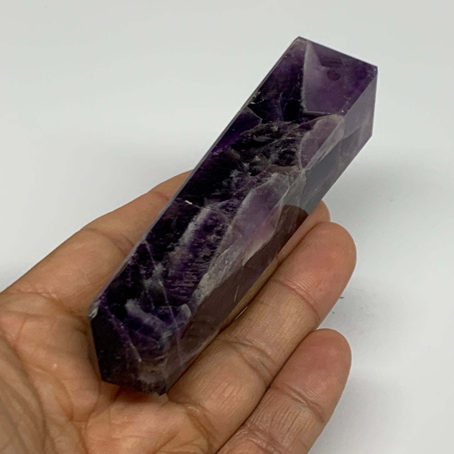 107.9g, 4"x0.9", Natural Amethyst Tower Point Obelisk @Brazil, B31519