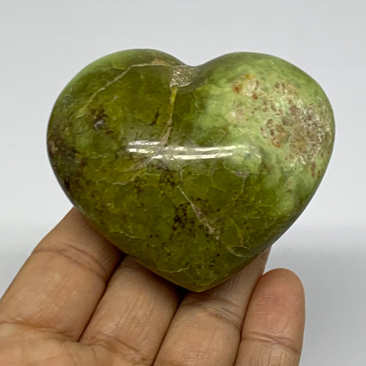 0.30 lbs, 2.5"x2.8"x1.3", Green Opal Heart Polished Gemstone Crystal, B37965
