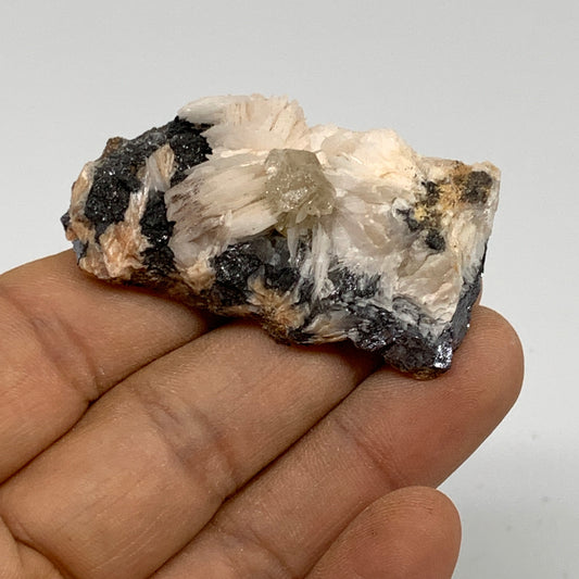 59.3g, 2"x1.1"x0.7", Cerussite Galena Quartz On Barite Mineral Specimen, B33501