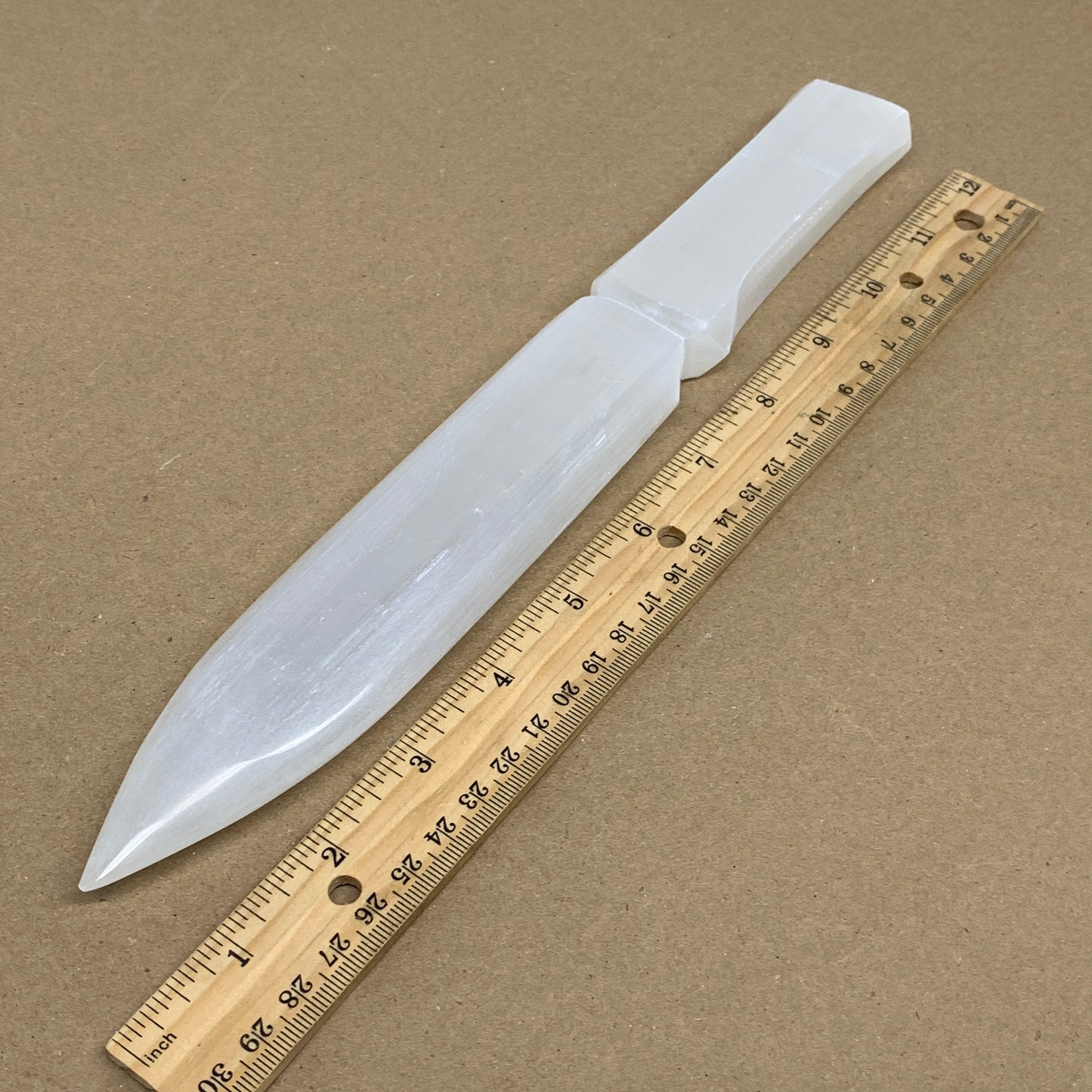 335g, 11.5"x1.6"x0.7", Natural Selenite Crystal Dagger (Satin Spar), B36229