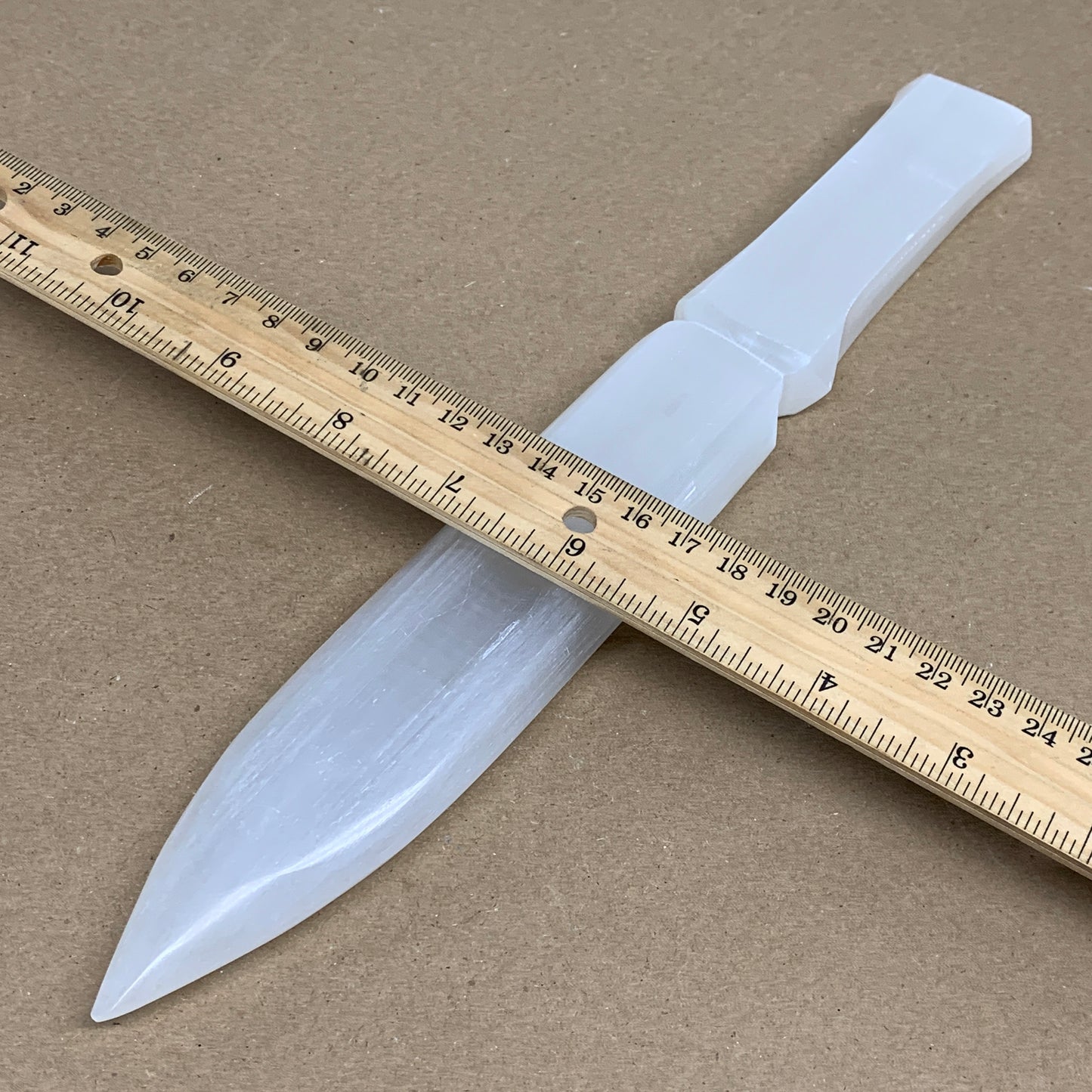 335g, 11.5"x1.6"x0.7", Natural Selenite Crystal Dagger (Satin Spar), B36229
