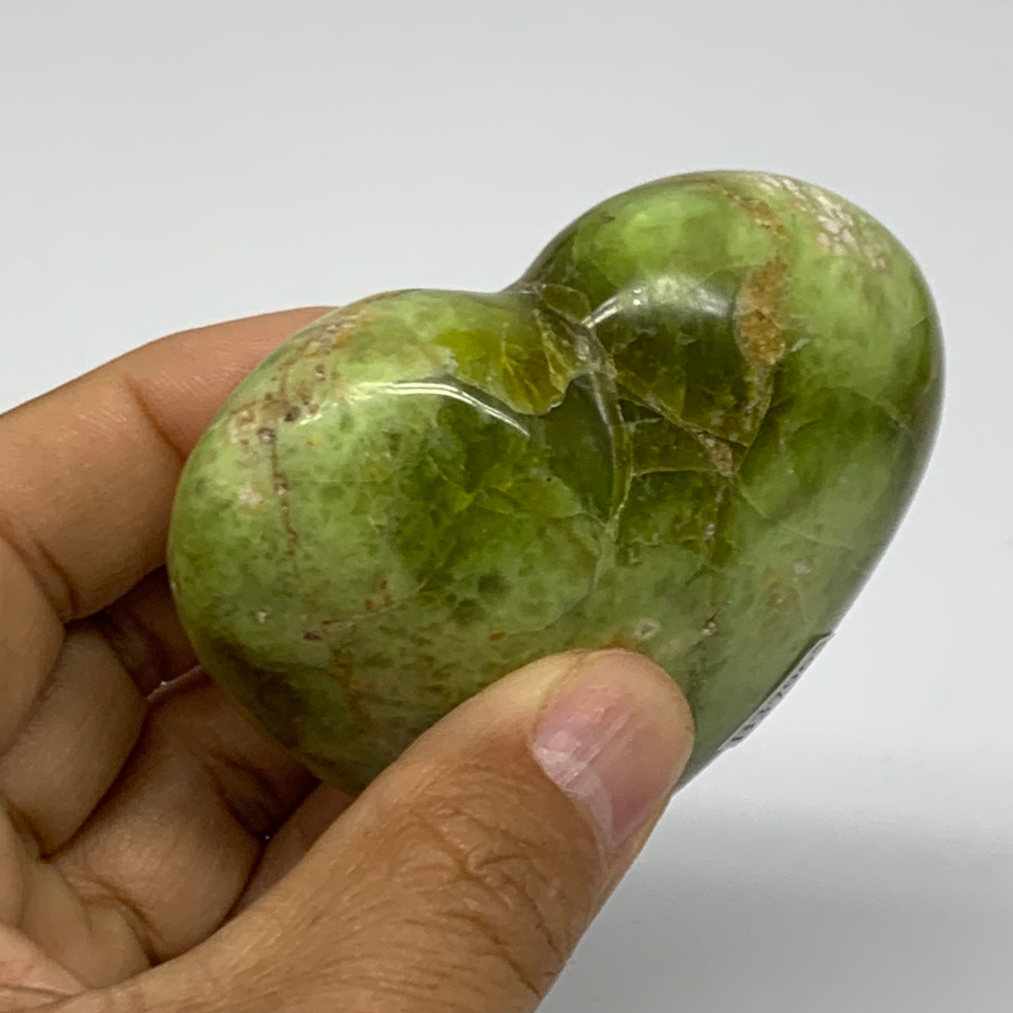 0.30 lbs, 2.5"x2.8"x1.3", Green Opal Heart Polished Gemstone Crystal, B37965