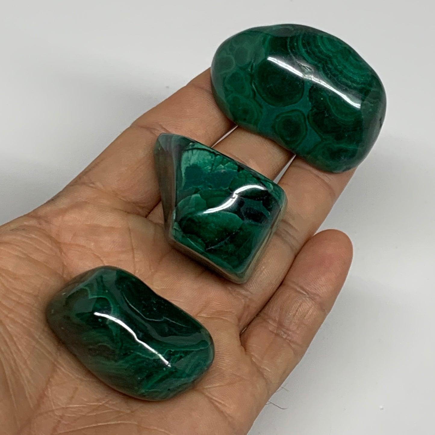174.2g, 1.6"-1.9", 3pcs, Natural Small Malachite Tumbled Polished, B32830