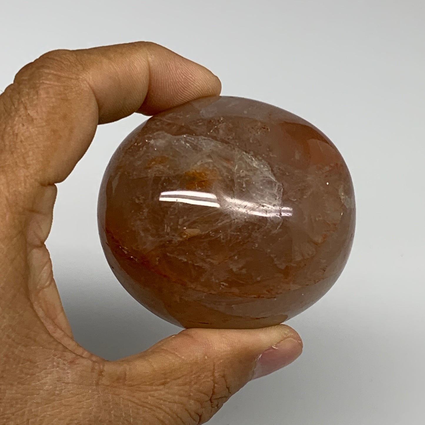 187.9g,2.5"x2.1"x1.4", Red Hematoid Fire Quartz Palm-Stone Crystal Polished, B30