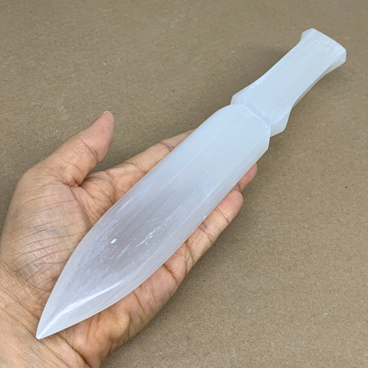 332g, 11.5"x1.6"x0.7", Natural Selenite Crystal Dagger (Satin Spar), B36230