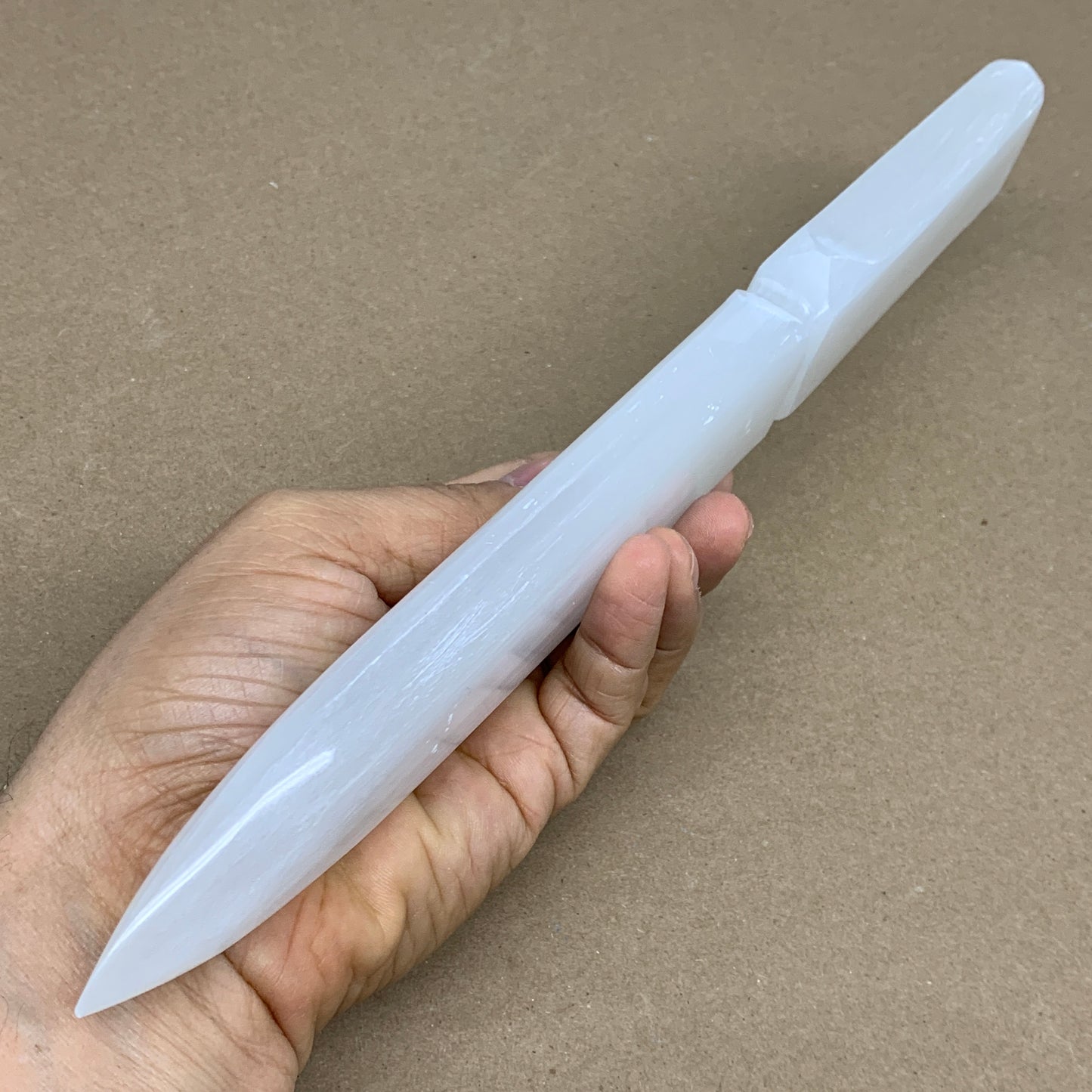 332g, 11.5"x1.6"x0.7", Natural Selenite Crystal Dagger (Satin Spar), B36230