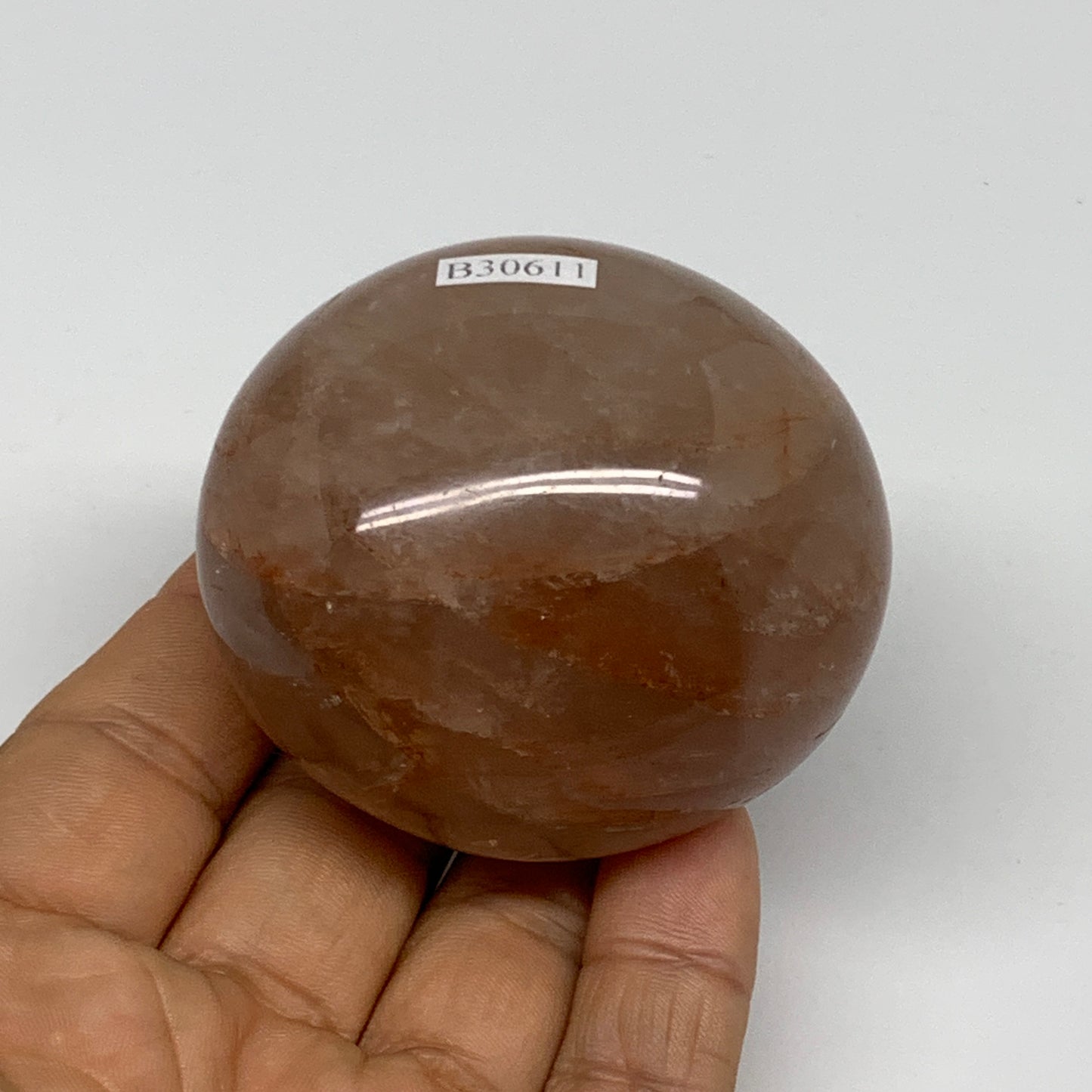 187.9g,2.5"x2.1"x1.4", Red Hematoid Fire Quartz Palm-Stone Crystal Polished, B30