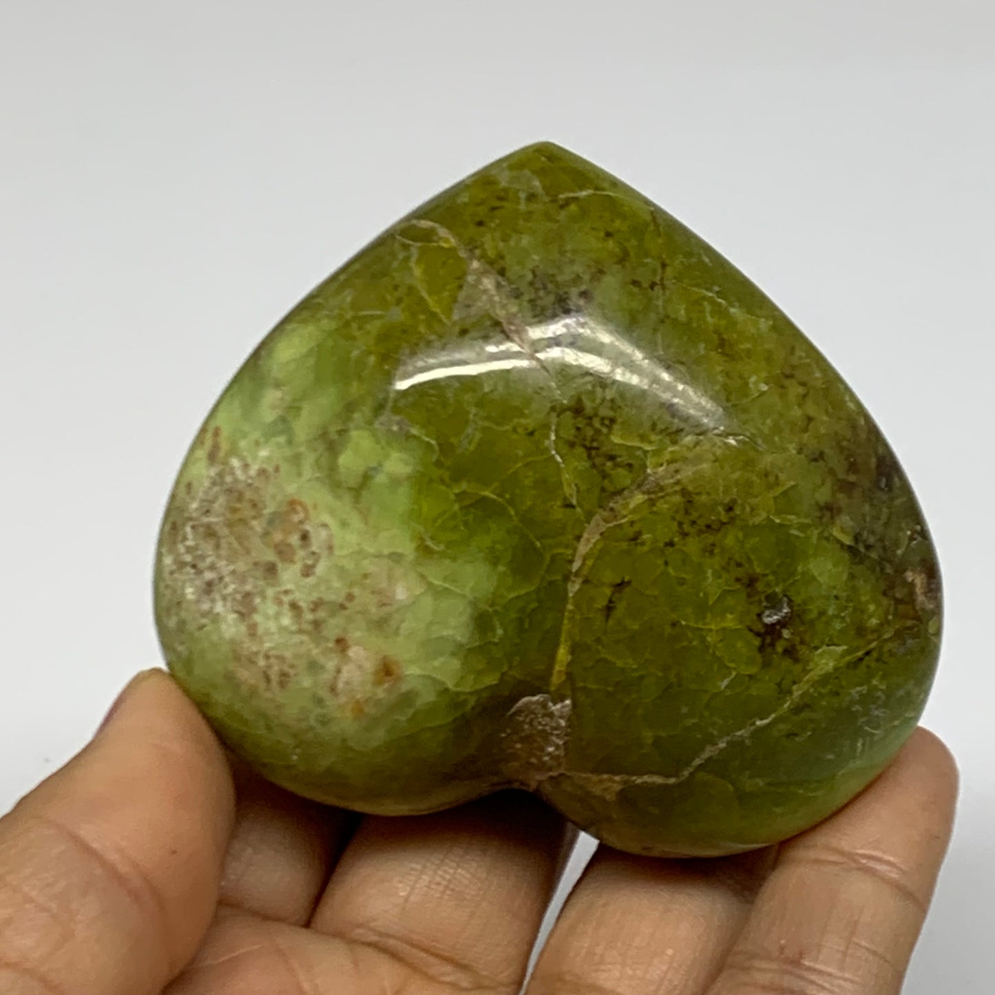 0.30 lbs, 2.5"x2.8"x1.3", Green Opal Heart Polished Gemstone Crystal, B37965