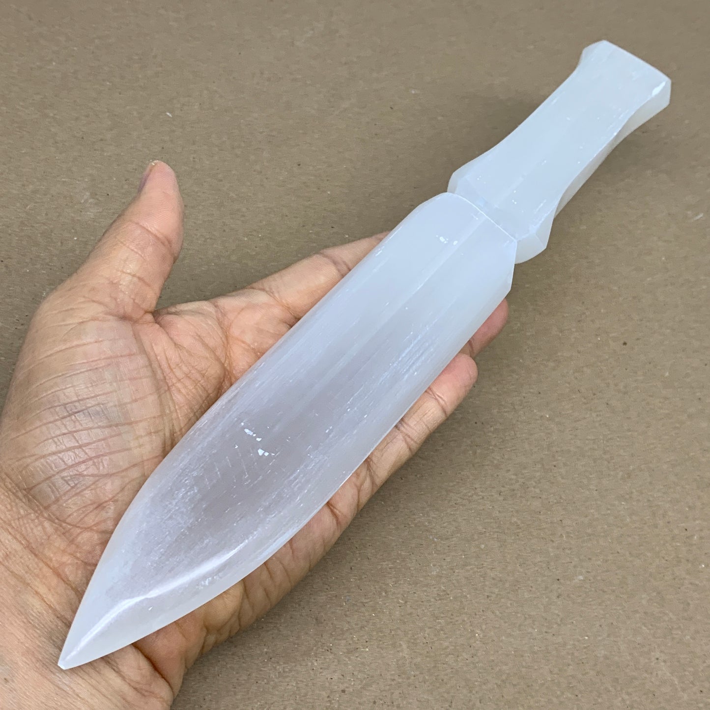 332g, 11.5"x1.6"x0.7", Natural Selenite Crystal Dagger (Satin Spar), B36230