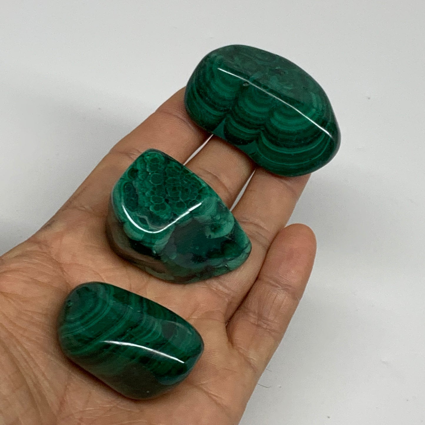 174.2g, 1.6"-1.9", 3pcs, Natural Small Malachite Tumbled Polished, B32830