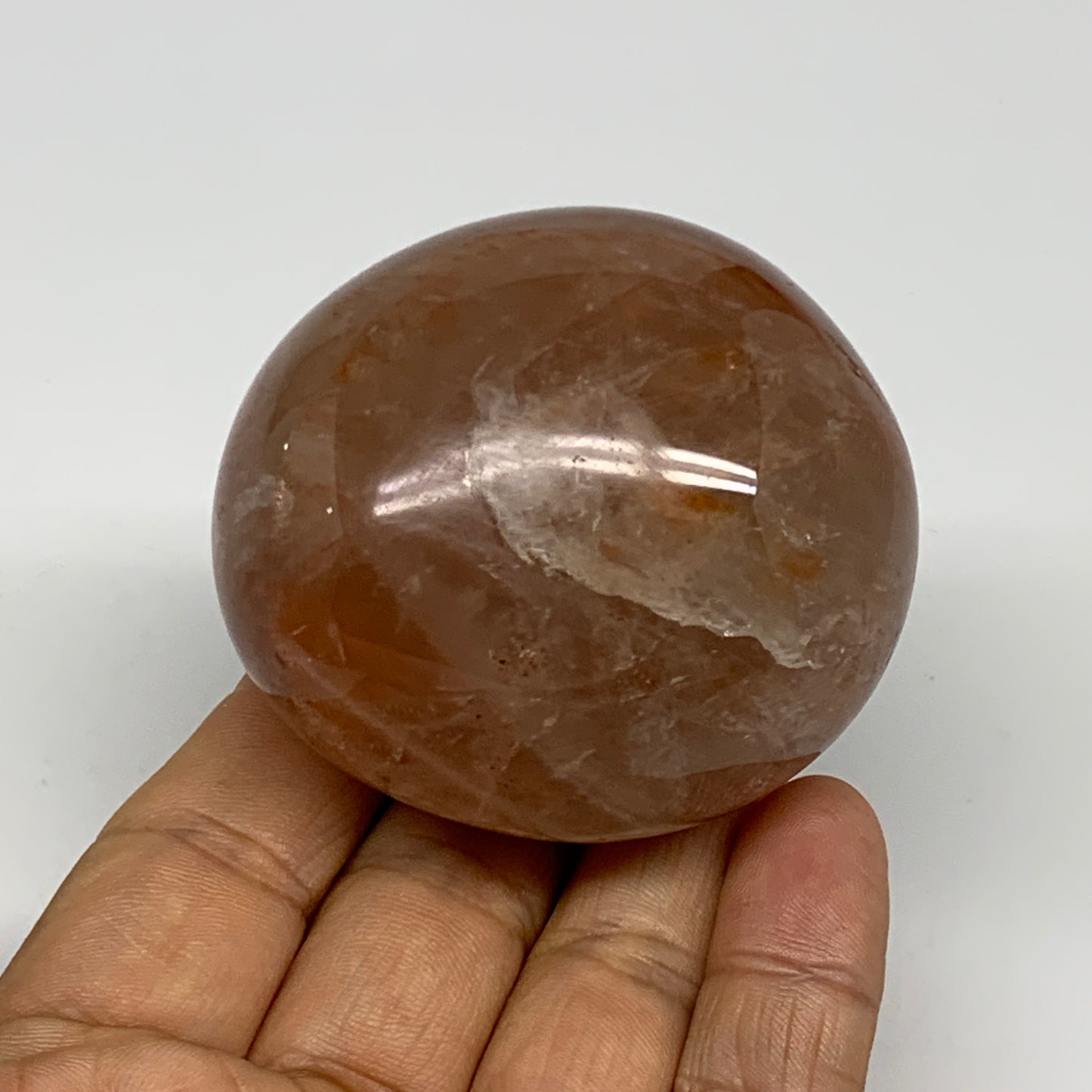 187.9g,2.5"x2.1"x1.4", Red Hematoid Fire Quartz Palm-Stone Crystal Polished, B30