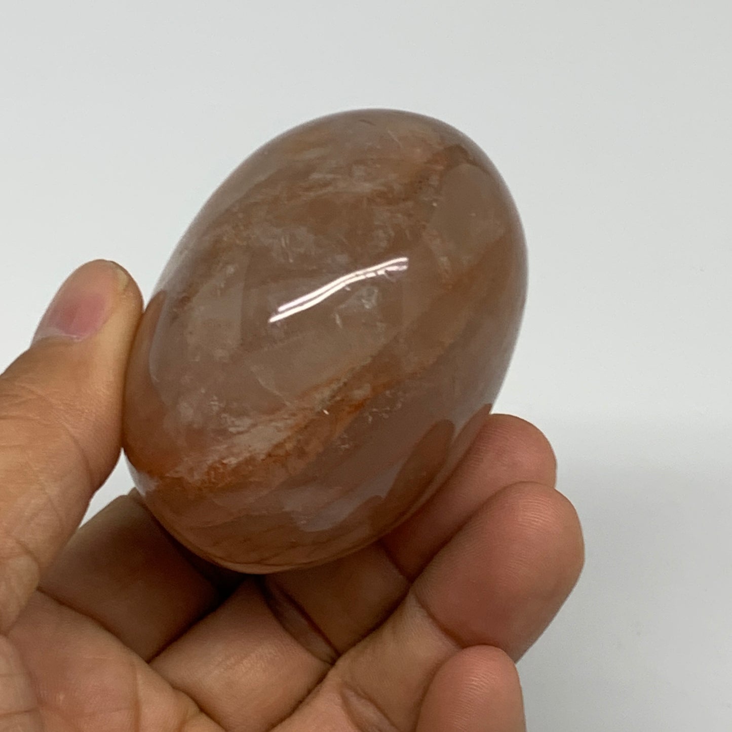 187.9g,2.5"x2.1"x1.4", Red Hematoid Fire Quartz Palm-Stone Crystal Polished, B30