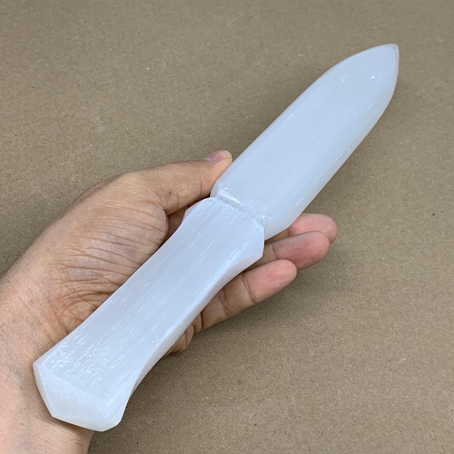 332g, 11.5"x1.6"x0.7", Natural Selenite Crystal Dagger (Satin Spar), B36230