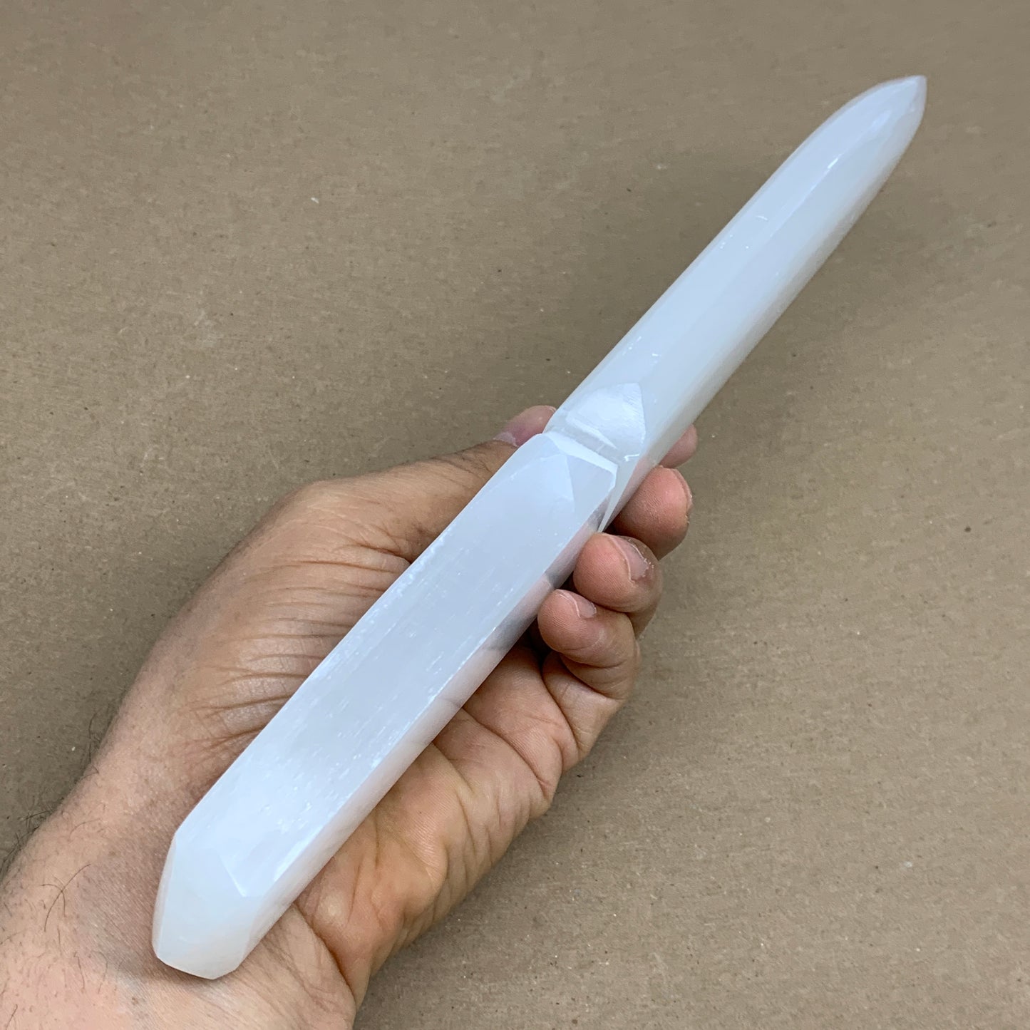 332g, 11.5"x1.6"x0.7", Natural Selenite Crystal Dagger (Satin Spar), B36230