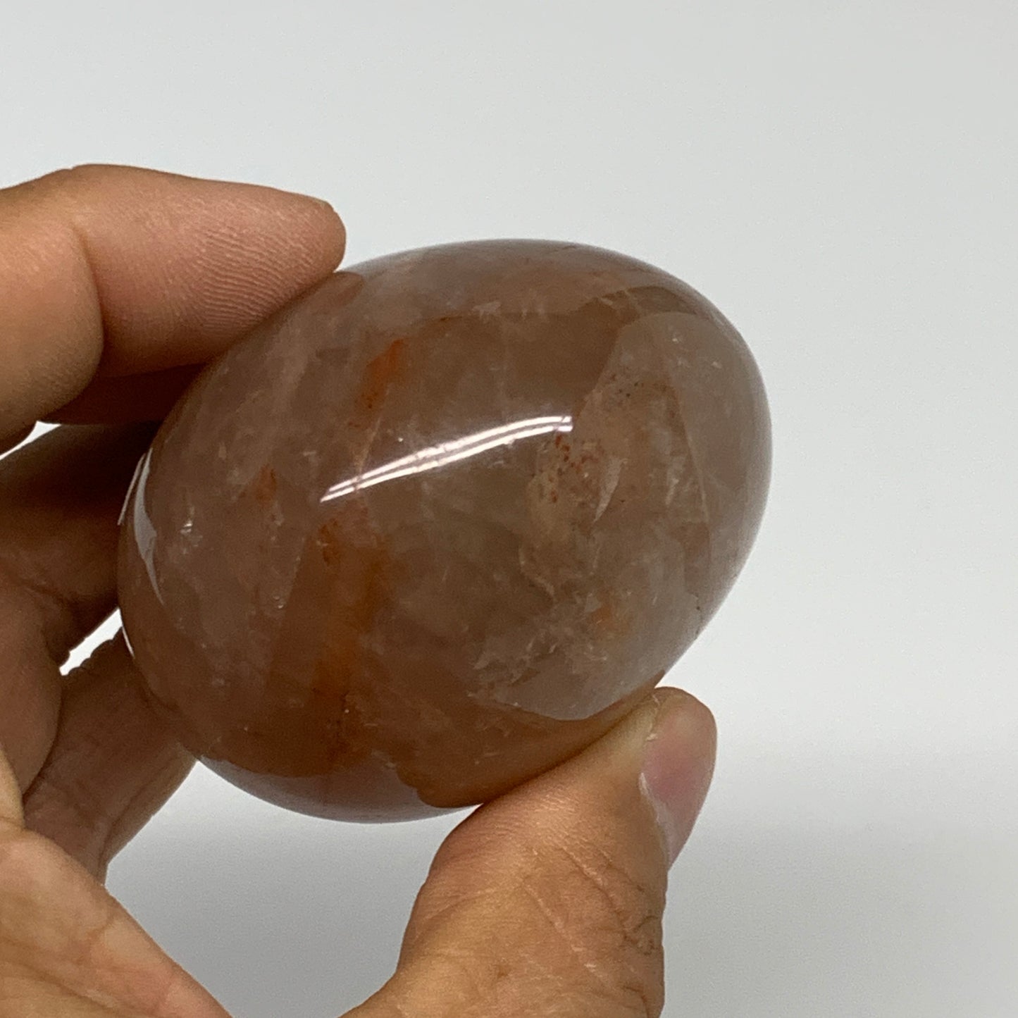 187.9g,2.5"x2.1"x1.4", Red Hematoid Fire Quartz Palm-Stone Crystal Polished, B30