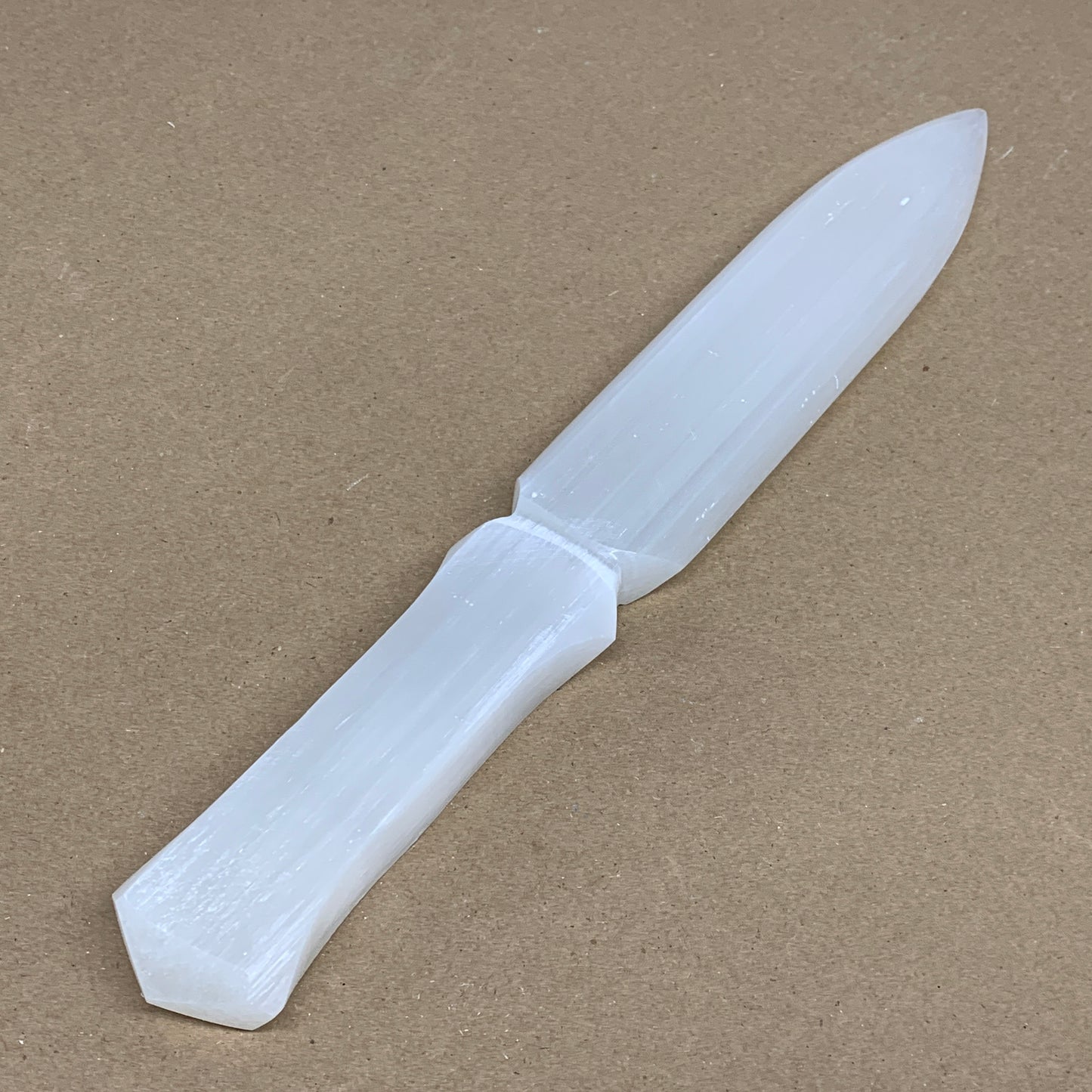 332g, 11.5"x1.6"x0.7", Natural Selenite Crystal Dagger (Satin Spar), B36230