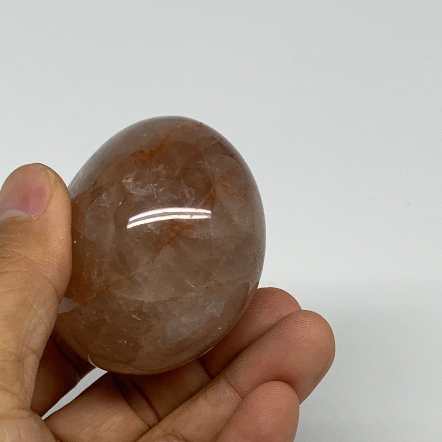 187.9g,2.5"x2.1"x1.4", Red Hematoid Fire Quartz Palm-Stone Crystal Polished, B30