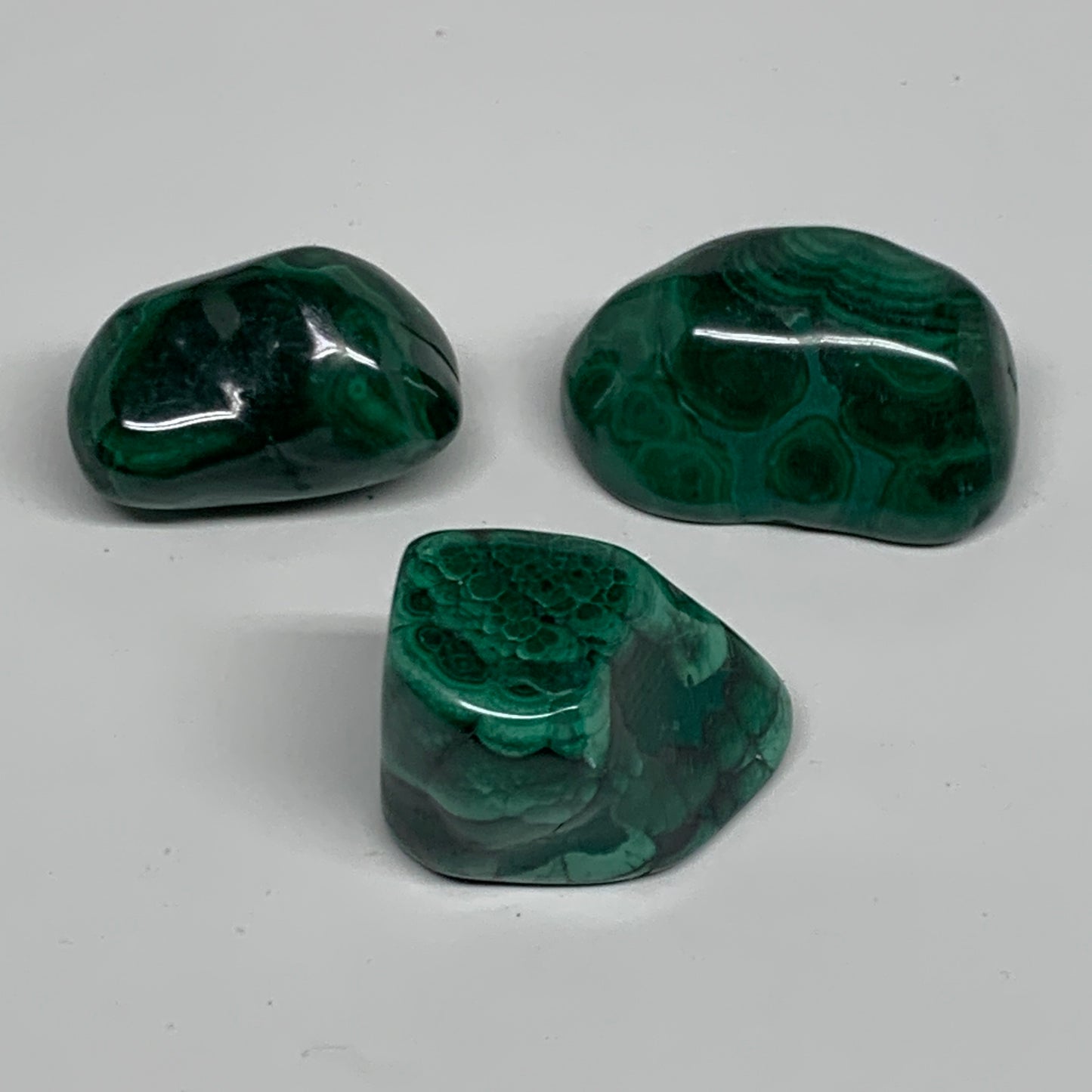 174.2g, 1.6"-1.9", 3pcs, Natural Small Malachite Tumbled Polished, B32830