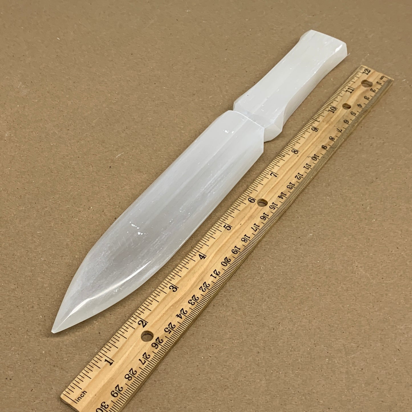 332g, 11.5"x1.6"x0.7", Natural Selenite Crystal Dagger (Satin Spar), B36230